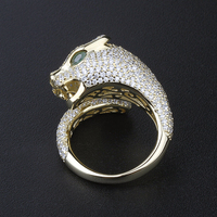 Bague de luxe gothique plaquée or 18 carats avec zircon cubique 5A, motif léopard, pour femme, ouverte, en argent sterling 925, avec zircon et motif tigre, pour homme