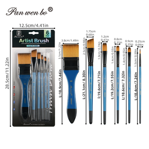 Panwenbo-Ensemble de 5 pinceaux de bonne qualité, 6 pièces, cheveux en nylon, couleurs mélangées, <span class=keywords><strong>pinceau</strong></span> d'artiste pour <span class=keywords><strong>peinture</strong></span> à l'huile, acrylique et aquarelle - Product Image 5