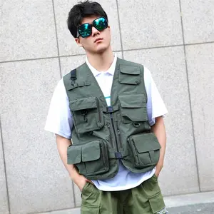 Outdoor Reizen Camo Jacht Vest Cargo Zakken Mouwloze Mesh Vliegende Vest Pack Jacket Mens Fotografie Vliegvissen Vest