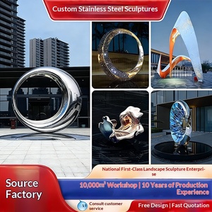 Sculpture abstraite moderne en acier inoxydable sur mesure de grande taille pour les paysages des places de campus - Product Image 1