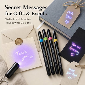 Kit de stylos espions à encre invisible 4 couleurs avec lumière UV, marqueur fluorescent secret pour écriture discrète et bricolage (vente en gros) - Product Image 2