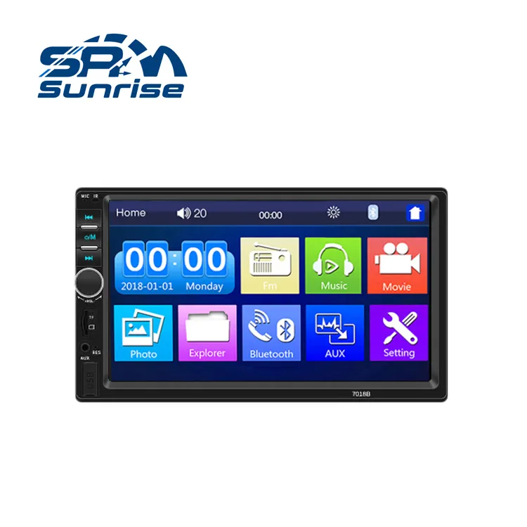 2 Din 7" HD Capacitive Screen Stereo FM ISO Power Aux Input MP5 Radio Car DVD Player SD USB With or Without Camera 12V for 7018B