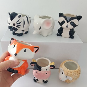 Hot Sale Kleine Mini Cute Cartoon Eule Fuchs Tier <span class=keywords><strong>Blumentopf</strong></span> Outdoor Indoor Desktop Sukkulenten Pflanzer Keramik Blumentöpfe - Product Image 5
