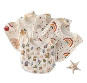 Baberos para Bebé con Diseño en Forma de Flor, Muselina de Algodón de Doble Capa, Ultra Suaves, Absorbentes, Ecológicos, Unisex, con Botones a Presión, Tamaño Personalizado - Product Image 1