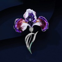 Broche Fleur d'Iris pour Femme, Bijou de Mode Exquis Haut de Gamme