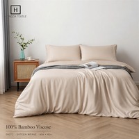 Parure de lit en viscose de bambou, taille King, 4 pièces, 300 fils, tissage satiné, brillante, douce et respirante, draps de lit pour hôtel, vente en gros