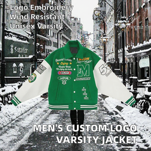 Chaqueta Bomber Varsity con Capucha y Logotipo Personalizado Bordado, Chaqueta de Béisbol Universitaria con Botones al Frente, Resistente al Viento, Estilo Urbano, de Algodón - Product Image 2