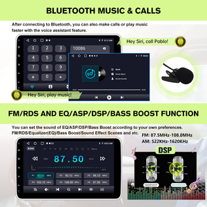 Autoradio Junsun 1 DIN avec écran tactile rotatif de 10 pouces pour usage universel avec caméra, stock US, CarPlay, Android <span class=keywords><strong>Auto</strong></span>, navigation GPS - Product Image 4