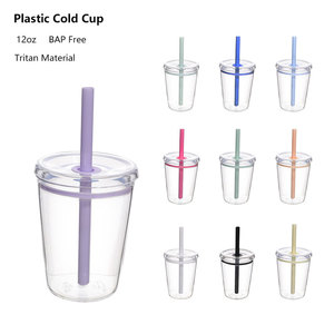 Mehrfarbiger Tritan-Trinkbecher in Lebensmittelqualität, 350ml, mit neuem Design, farbenfrohes Trinkgeschirr für Milchtee & Kaffee - Product Image 2