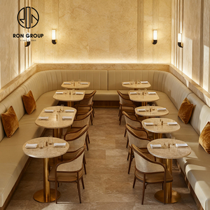 Juego de <span class=keywords><strong>Muebles</strong></span> Modernos de Alta Gama <span class=keywords><strong>para</strong></span> Cafetería y Restaurante, Mesa de Piedra Sinterizada, Ratán y Cuero, Sofá y Sillas - Product Image 2