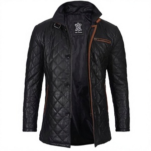 Chaqueta de Cuero Genuino y Lona Estilo Racer NA109 de BS International, Fabricación Personalizada OEM/ODM, Hecha a Mano, Impermeable y Resistente al Viento, Estilo Mandarín - Product Image 2