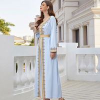 Robe Abaya de dubaï bleu clair, vêtements et accessoires musulmans traditionnels