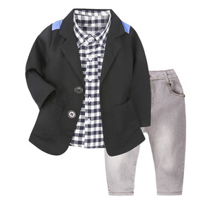 Vêtements pour enfants en gros, ensembles de vêtements, chemise, manteau, jeans, pantalon, ensemble 3 pièces, garçons, Inde - Product Image 2