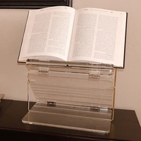 Support de lecture réglable en acrylique avec fente pour stylo, support de bureau pliable pour ordinateur portable et livres de recettes