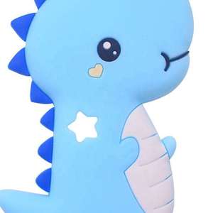 Mordedor MHC para niños, mordedor de silicona de grado alimenticio sin BPA para bebés, juguete masticable de dinosaurio, mordedor de goma para bebés