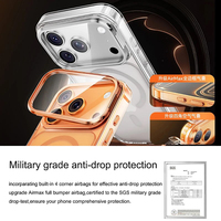 Étui de téléphone à protection intégrale 360° en TPU+PC antichoc avec support magnétique pour objectif rotatif en métal et protection intégrale en verre pour 15/16/17 Pro