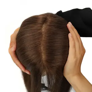 BEEOS TP22 16 "/18" Peluca con malla frontal <span class=keywords><strong>Cabello</strong></span> humano Remy brasileño Topper Nudo único 100% Densidad 28mm Prótesis de ondas corporales para mujeres - Product Image 4