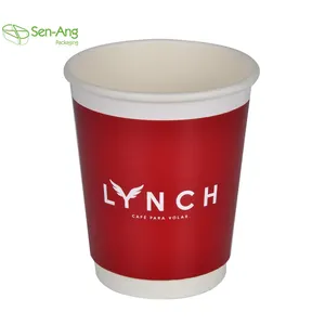 Senang02 Top Fashion Disposable Square 8 12Oz Customized Wall Kraft Coffee With Lid Double Layer Paper Cup