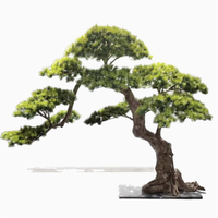 100% Buatan Tangan Sablon Sutra Bunga Bonsai Pinus Buatan Besar untuk Luar Ruangan Dapat Disesuaikan OEM&ODM Pabrik Sumber Premium Ramah Lingkungan