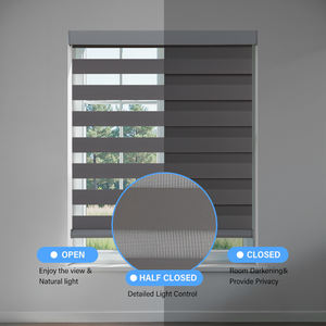 Stores et stores de fenêtre zébrés sombres à double couche de qualité supérieure, abat-jour de zèbre de fenêtre de taille personnalisée sans fil - Product Image 3