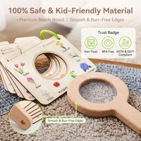 Jouet éducatif d'extérieur en bois très populaire : loupe cognitive pour bébé et ensemble de livres en bois pour l'exploration de la nature des enfants