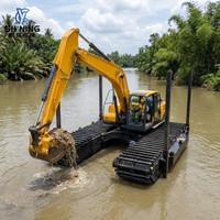 Ponton d'excavatrice amphibie universel pour toutes les marques d'excavatrices courantes, en acier robuste avec revêtement anti-corrosion
