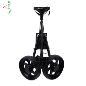 Chariot de golf pliable léger de <span class=keywords><strong>2</strong></span>,82 kg à <span class=keywords><strong>2</strong></span> <span class=keywords><strong>roues</strong></span>, chariot à pousser/tirer en acier noir de style <span class=keywords><strong>caddy</strong></span> pour usage extérieur - Product Image 3
