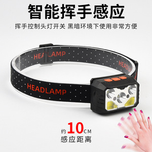 Lampe frontale LED rechargeable transfrontalière 1500 mAh 5 LED intégrées haute intensité pour la pêche en extérieur et l'utilisation nocturne - Product Image 3