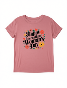 T-shirt per la festa internazionale della donna, per donna, manica corta, girocollo, stampa floreale, 100% cotone, stile vintage, primaverile, casual - Product Image 1