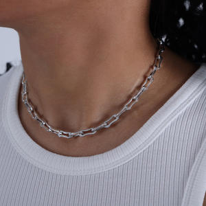 Collana e Bracciali Minimalisti Hip Hop Impermeabili a Maglia Grossa, Collana a Catena Cubana Spessa Placcata <span class=keywords><strong>Oro</strong></span> 18K PVD YF3587 - Product Image 5