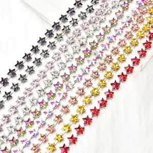 Hot-Sale 10Mm Star Diamond Chain Hand-Clamped Color Glass Rhinestone Diy Clothing Art Accessories Decorations