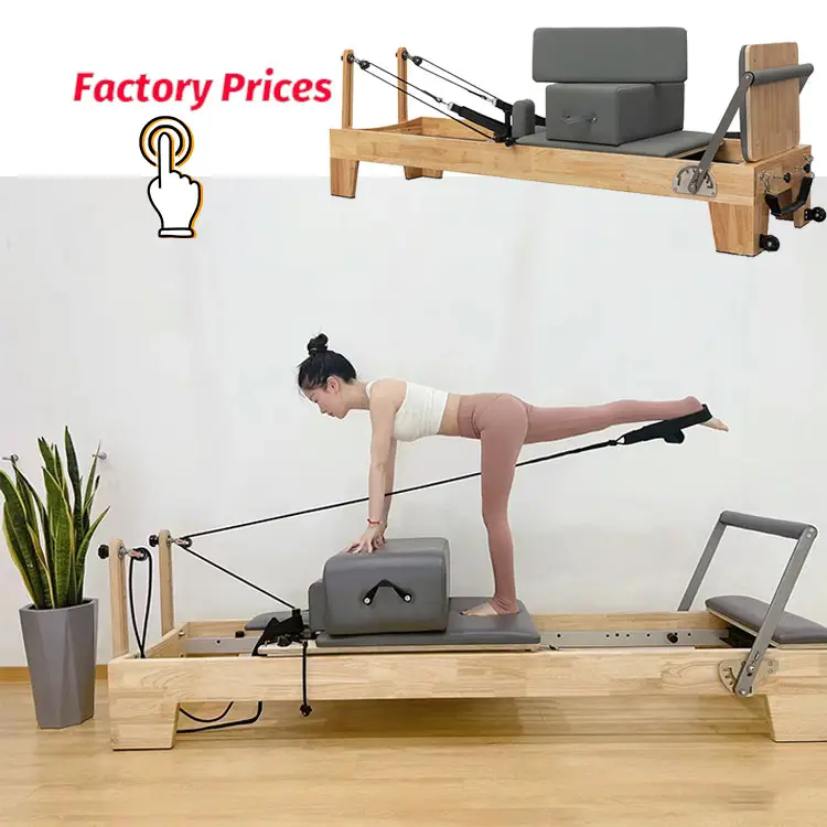 Factory Customized Logo Adjustable Commercial Use Pilates Reformer Machine Fitness Yoga Studio Maple Oak Pilates Core Bed