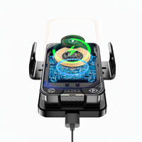 Chargeur de voiture sans fil infrarouge 15W avec lumière RGB et contrôle de température, support de téléphone portrait/landscape pour la navigation et les voyages routiers