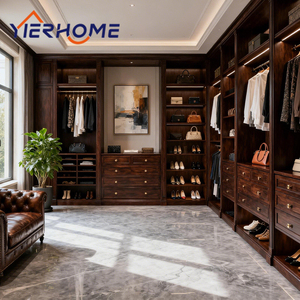 YIERHOME <span class=keywords><strong>Dressing</strong></span> Walk-in Luxe en Bois Foncé Autoportant |   Rangement complet + tiroirs multi-niveaux pour chambre et villa - Product Image 3