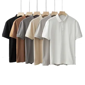 厂家新款纯色透气空白马球衫男士定制马球衫休闲宽松高尔夫马球衫定制logo
