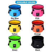 Seau pliable personnalisé avec logo, 20L, rose et noir, ouverture supérieure, sangle, PVC imperméable, camping en plein air, voyage