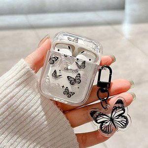 Étui de protection en TPU Design papillon noir à la mode pour <span class=keywords><strong>Apple</strong></span> pour AirPods Pro 2/3 génération sans fil pour écouteurs <span class=keywords><strong>Bluetooth</strong></span> fabriqués - Product Image 3