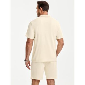 Ensemble polo et short en tricot décontracté pour homme FOXA, respirant, tenue de plage estivale pour homme - Product Image 6