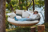 Chaise panier à œufs, coussin et support, en osier, pour jardin, extérieur, offre spéciale