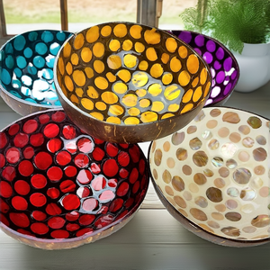 Ensemble de bols en noix de coco polis jetables écologiques de haute qualité, style nordique nacre, faits à la main, pour la maison et les fêtes - Product Image 2