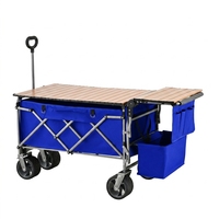 Chariot de transport robuste tout-terrain grande capacité pliable à quatre roues étanche pour jardin, courses, plage et camping