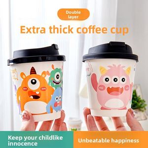 Gobelet à café jetable personnalisé en papier, idéal pour les fêtes d'anniversaire, gobelet en papier double paroi creux, gobelet à thé au lait de fabrication industrielle - Product Image 2