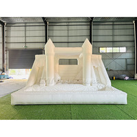 Château Gonflable Commercial en PVC à Prix Abordable, Combo Toboggan et Structure Gonflable Blanche avec Piscine à Balles