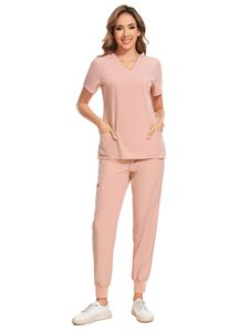 Ropa médica Scrubs para mujer Set - Stretch V-Neck Scrub Top & Jogger Pant con 8 bolsillos (V-Neck With Cargo Pant) Pantalones - Product Image 6