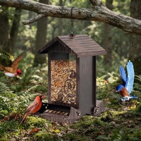 Mangeoire à oiseaux Oniya 5LB grande capacité, anti-écureuils, suspendue, en forme de maison, pour oiseaux sauvages, conteneur de nourriture pour oiseaux d'extérieur, vente en gros