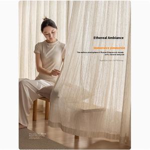 Style japonais haut de gamme rideaux noirs occultants en lin <span class=keywords><strong>transparent</strong></span> cantonnières en coton salon de thé Zen filtre de lumière <span class=keywords><strong>Non</strong></span> <span class=keywords><strong>transparent</strong></span> - Product Image 3