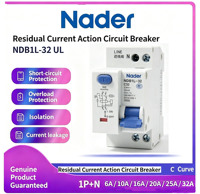 Disjoncteur différentiel original Nader NDB1L-32 UL RCCB 1P+N 6A-32A Courbe C AC240V pour l'industrie, les bâtiments civils