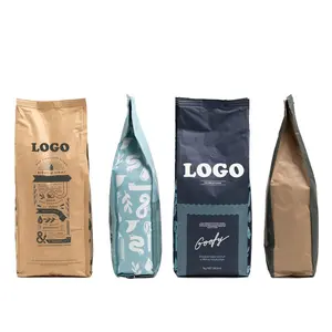 custom printed sealing bag clips empty coffee bean flat bottom potato food drip packaging coffee bags with valve and zipper