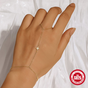 สร้อยข้อมือเงินแท้ S925 รูปดาวแปดแฉก ดีไซน์เกาหลีสุดหรู พร้อมแหวนนิ้วสำหรับผู้หญิง - Product Image 3