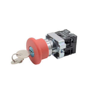 22mm Mushroom <strong>Push</strong> <strong>Lock</strong> Key Release <strong>Push</strong> Button Switch XB2 Key Emergency Stop Rotary Latching <strong>Push</strong> Button Switch - Product Image 1